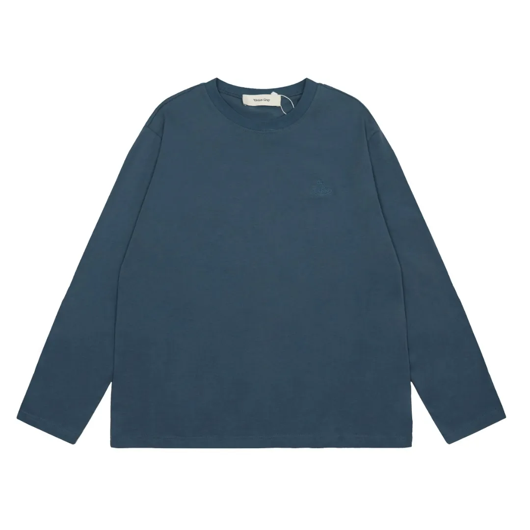 VIVI8820 vivienne west wood Vivienne American baseball style heavy industry multi-color printed Saturn long sleeves Super design sense Super practical for wearing inside and outside 200G thin base Size: S M L mint green haze blue dirty pink